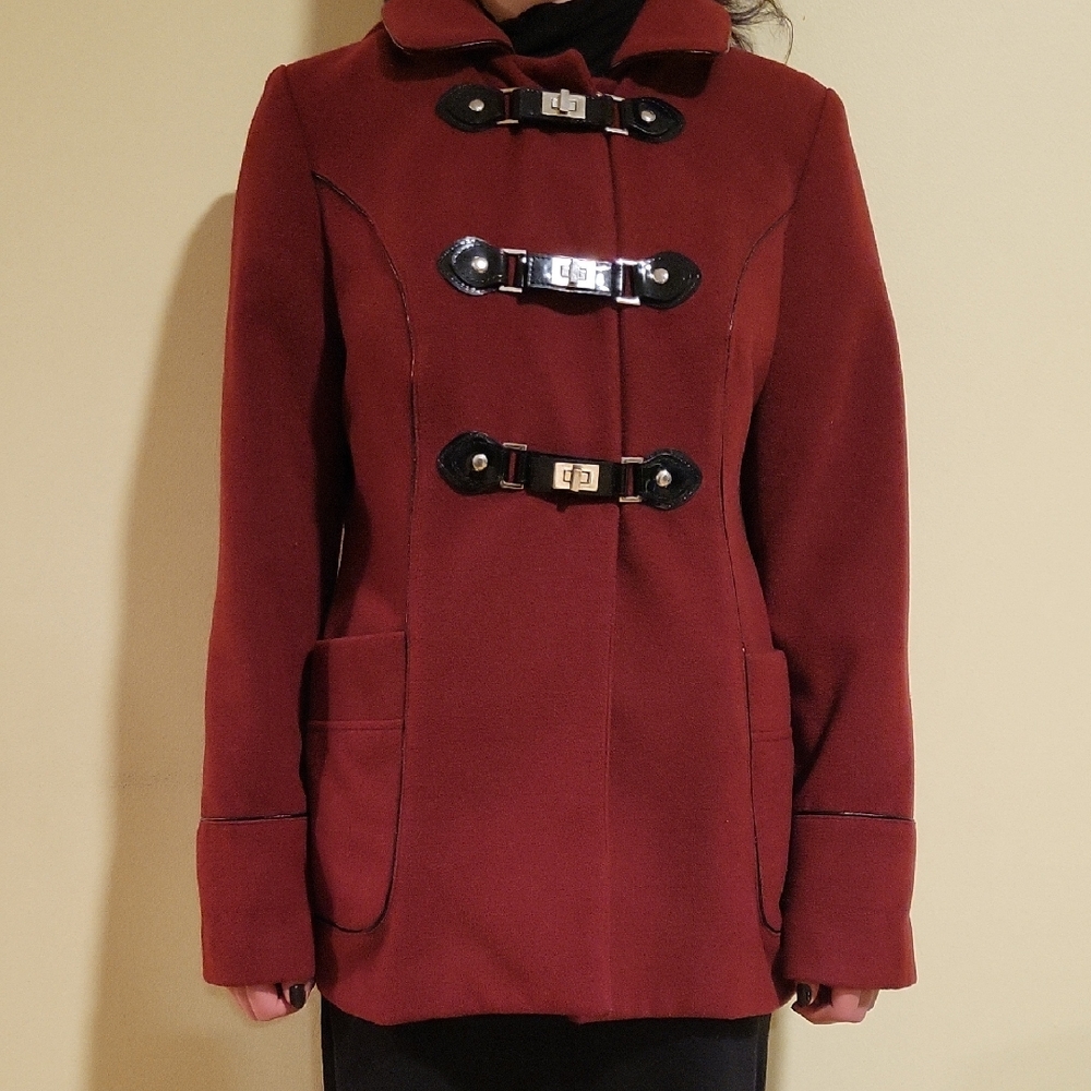 Women's Burgundy Toggle Coat